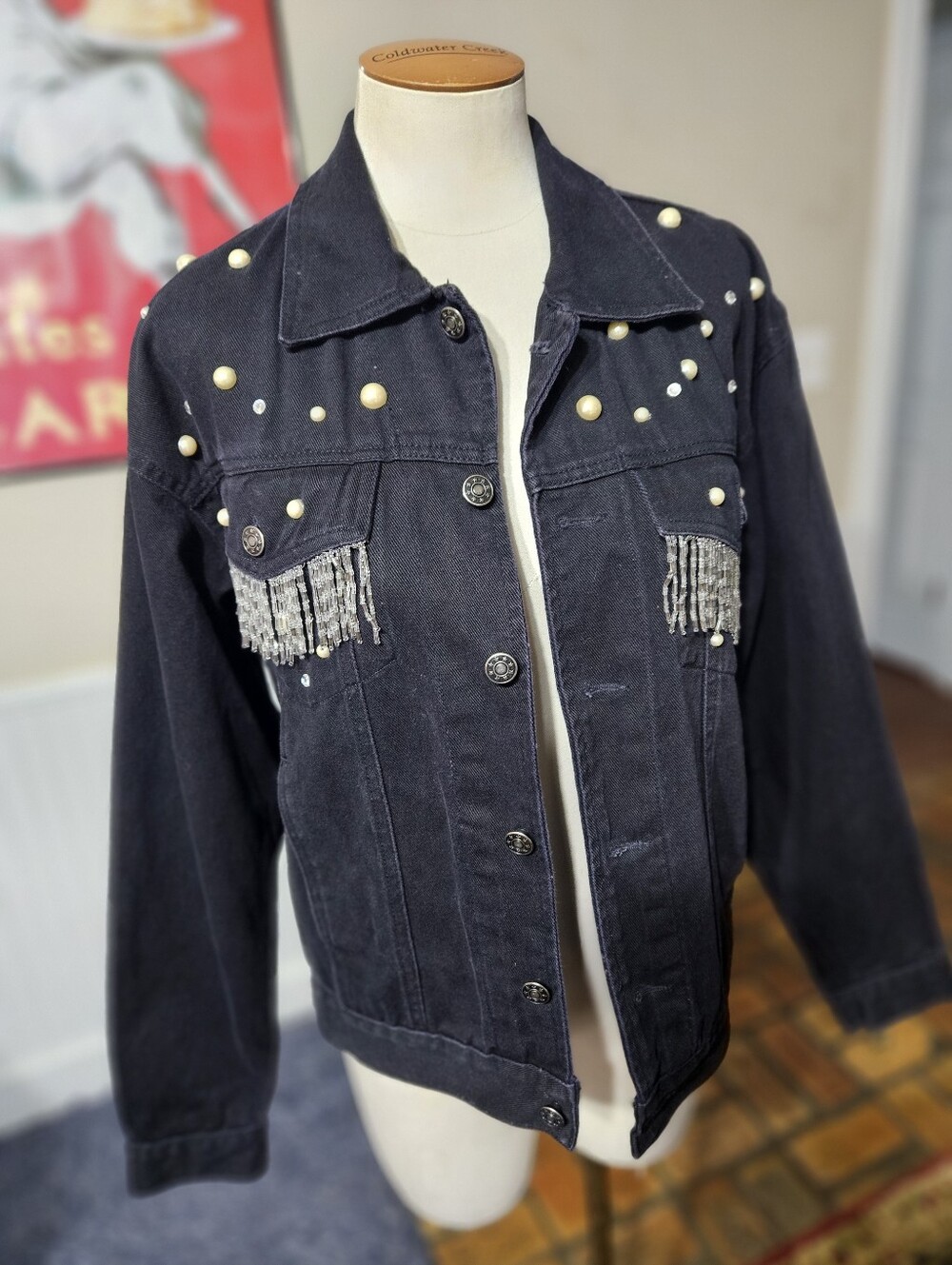 Denim Express Rhinestone Jean Jacket Small
